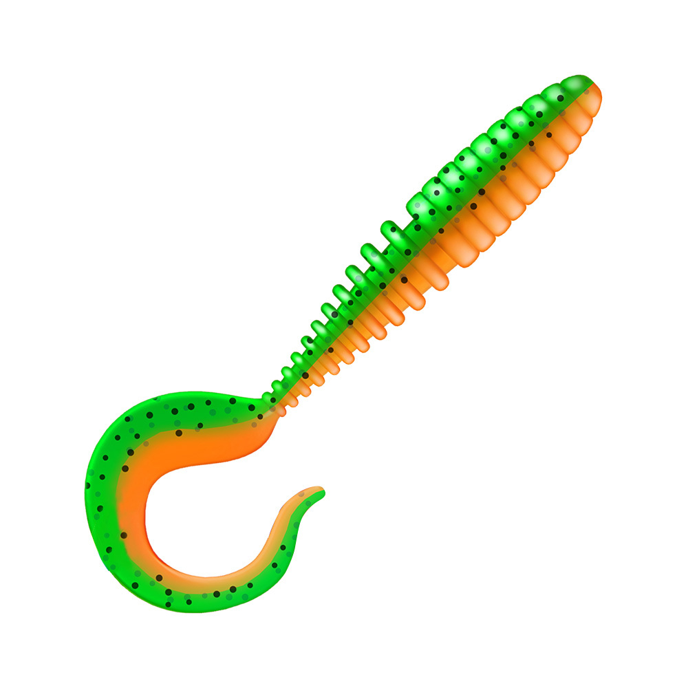 Приманка ZUB-TWIST  90мм(3,5")-5шт, (цвет 022) зеленый верх-оранжевый низ