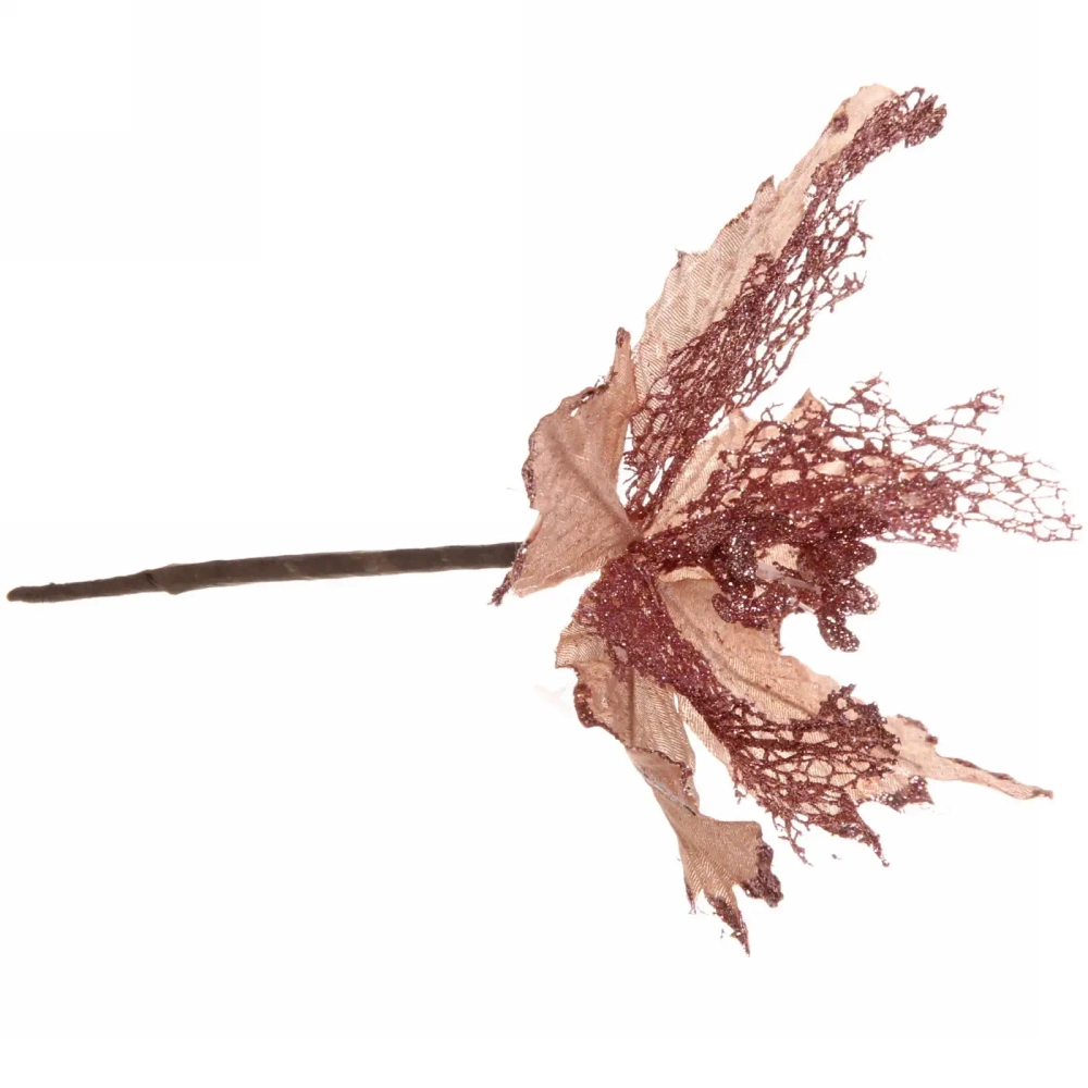 Украшение новогоднее «Пуансеттия-Нежность» 23 см, Розовое золото