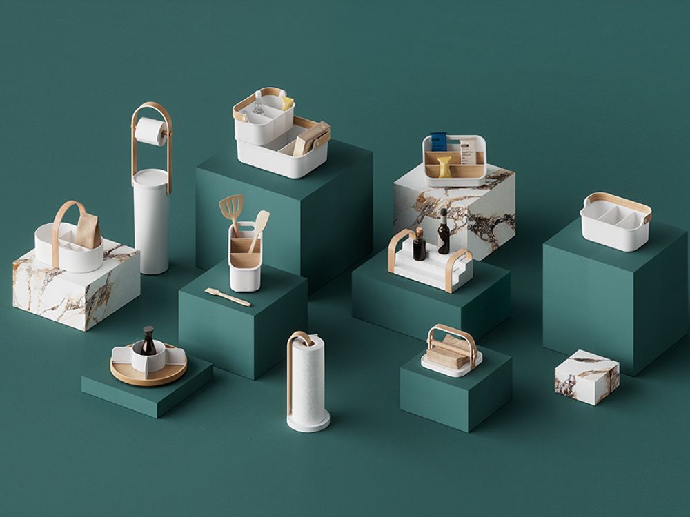 Органайзер для столовых приборов Bellwood, белый/натуральное дерево