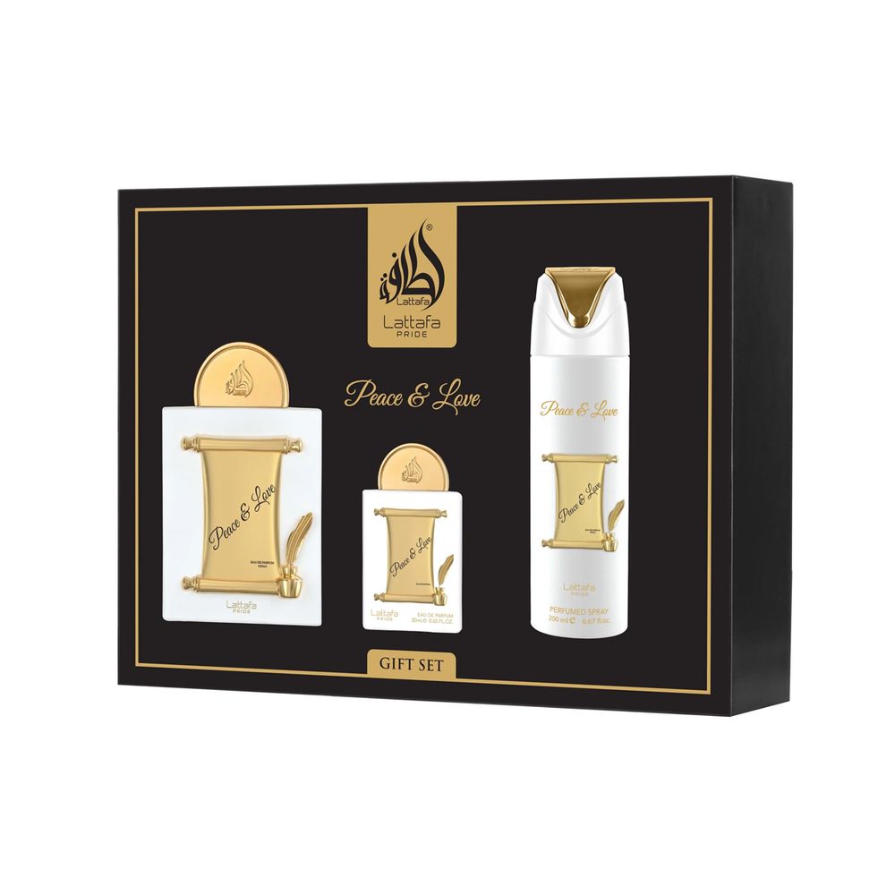Lattafa Pride Peace &amp; Love EDP 100 ml + EDP 20 ml + DEO VAPO 200 ml (unisex) 1 St.