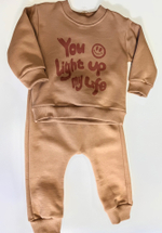 Костюм для малышей с утеплением темный беж, хлопок