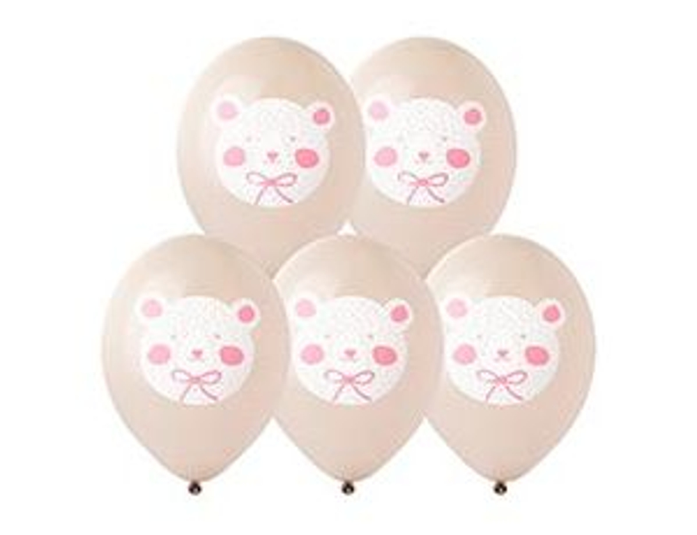 Шар с рисунком 14" Медвежонок белый 2цв