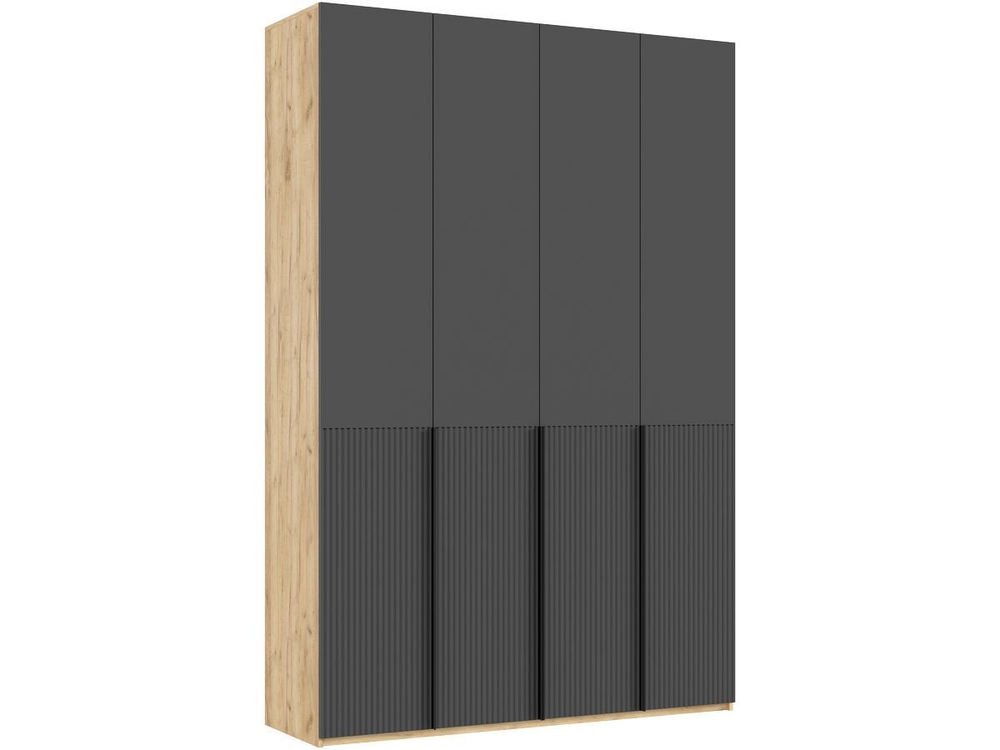 Шкаф для одежды распашной с полками и штангой 3 створки Браш Вайт/Дуб Крафт 120х 51х 240 см