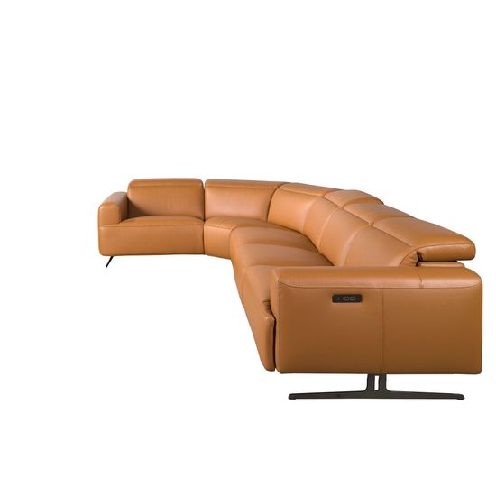 5-местный диван с реклайнером 6263 с левым шезлонгом из коричневой кожи Испания 