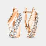 Серьги женские с фианитами из розового золота 585 пробы (арт. 025842-1102)