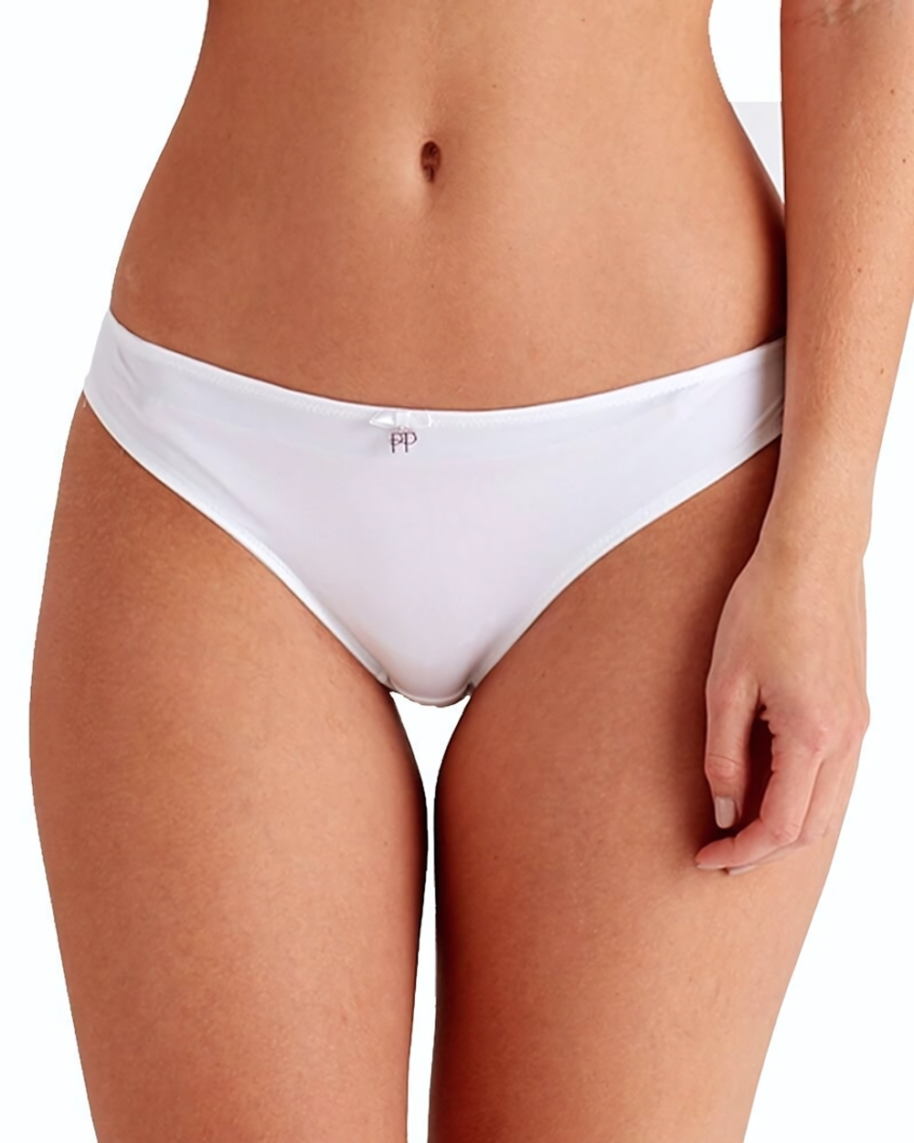 Шелковистые трусики-бразилиана с кружевом Natasha (Размер: L) (Цвет: белый)