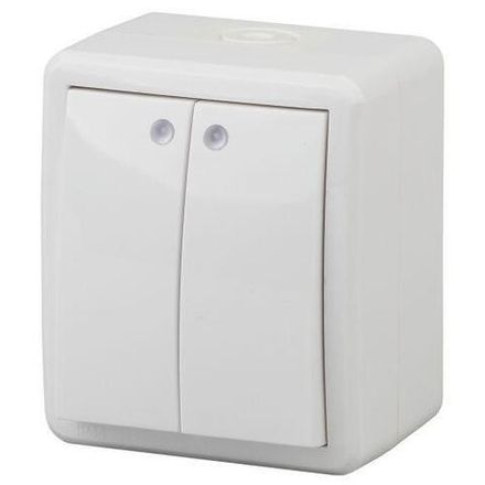 Выключатель 2-кл. ОП Эра Эксперт 10А IP54 11-1405-01 250В 10AX с подсветкой бел. Эра Б0020677