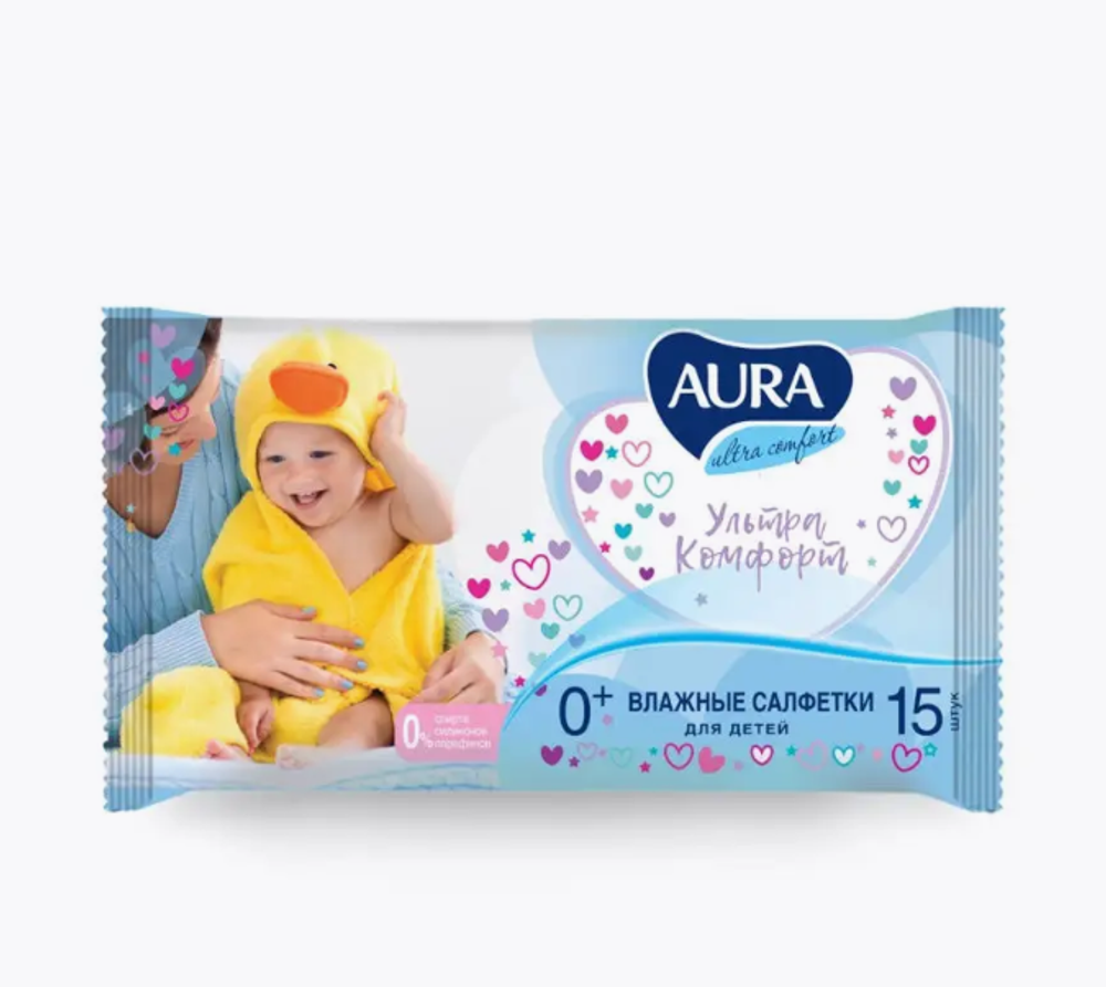 Влажные салфетки AURA Ultra Comfort 15шт д/детей