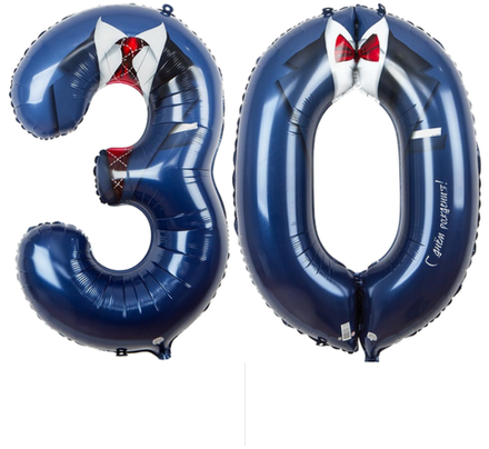 Набор шаров - цифра 30 с гелием Костюм | 0116