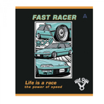 Тетрадь 48л, А5, клетка, Alingar, "Life is race" , скрепка,мелованный картон (стандарт), выб УФ лак, блок офсет, 5 дизайнов в пленке т/у