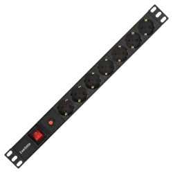 Exegate EX280837RUS Блок розеток ExeGate ServerPro PDU-19H702 Al-7S-C14-SW-O, 19,1U,алюм, 7Sch, С14, защита от перегр