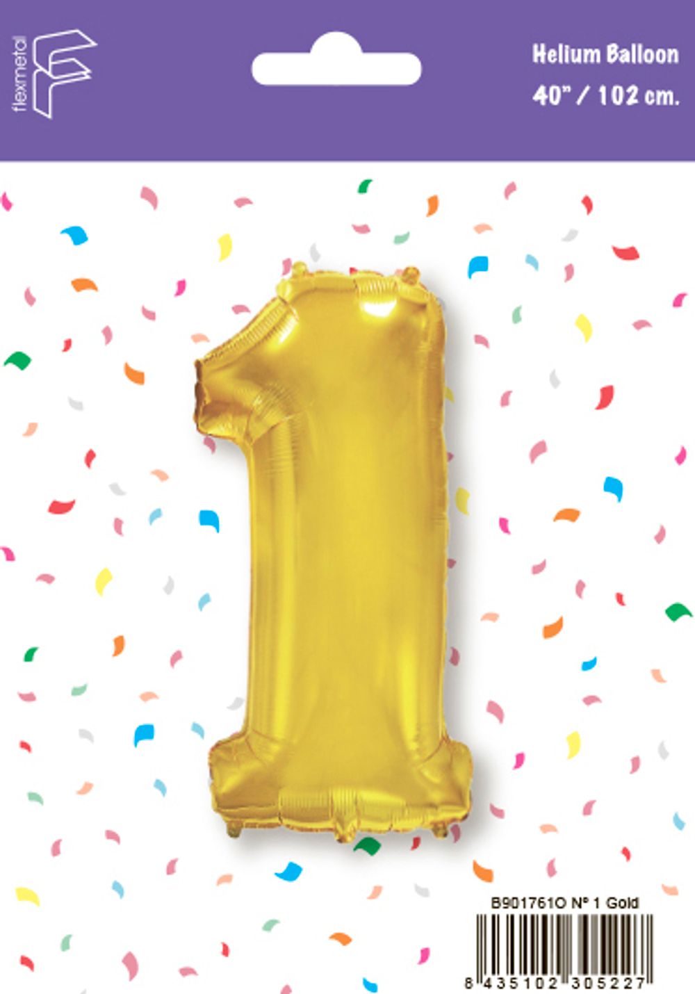 Шар (40''/102 см) Цифра, 1, Золото, 1 шт. в уп.