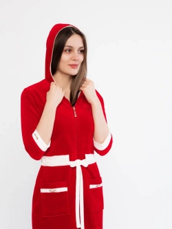 Халат велюровый молодежный с капюшоном