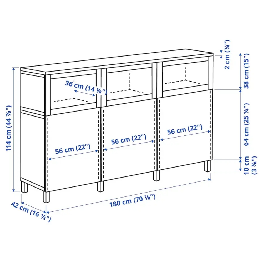 Комбинация для хранения - IKEA BESTÅ/BESTA/БЕСТА/БЕСТО ИКЕА, 180x42x114 см, черный