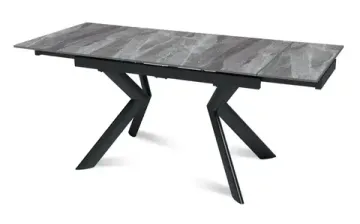 Стол "БРИДЖ" 120-180, керамика Itallian Light Grey глянц., опоры черный муар