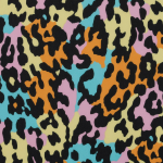Шёлковый шифон (90 г/м2) с леопардовыми пятнами на разноцветном фоне