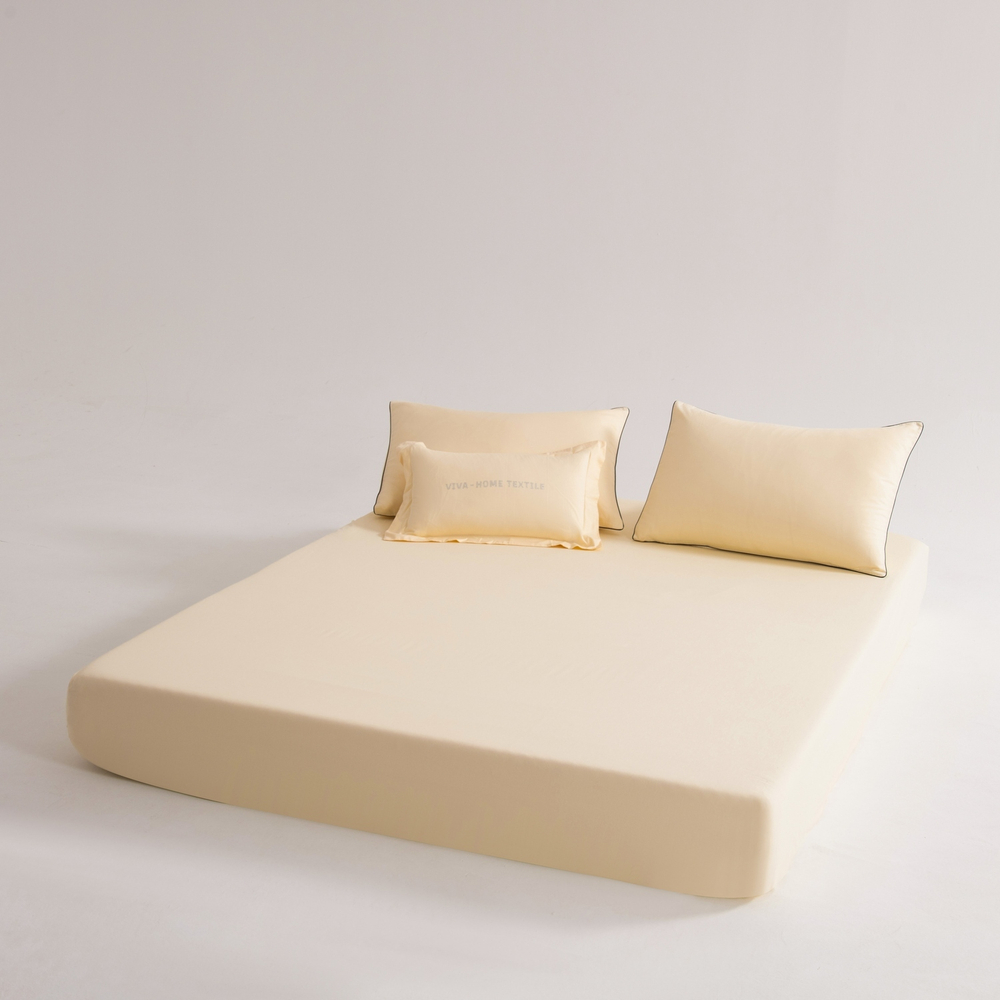 КПБ Однотонный Сатин Элитный на резинке OCER010, Евро, 4 наволочки, простынь 140*200*30