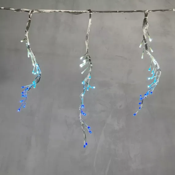 Светодиодная бахрома с эффектом бегущий огонь 1.75*0.4м., 24V, 160 LED ламп бело - синего цвета, прозрачный провод, Beauty Led (ESI160-SH10-1WB)