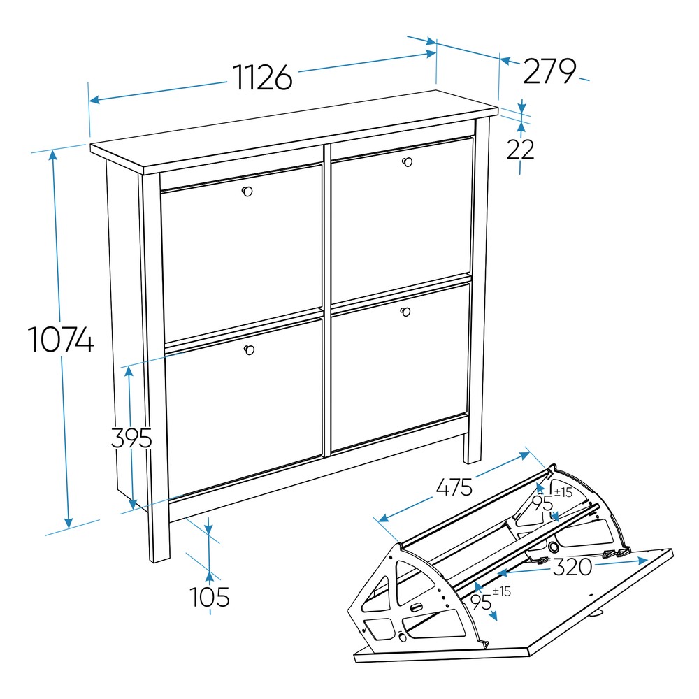 Тумба для обуви САГА 113х108 серая