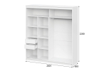 Шкаф-купе с зеркалом для одежды Белый текстурный 200х60х220 см