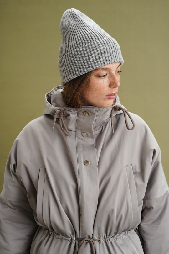 Шапка из кашемира с мериносом светло-серого цвета