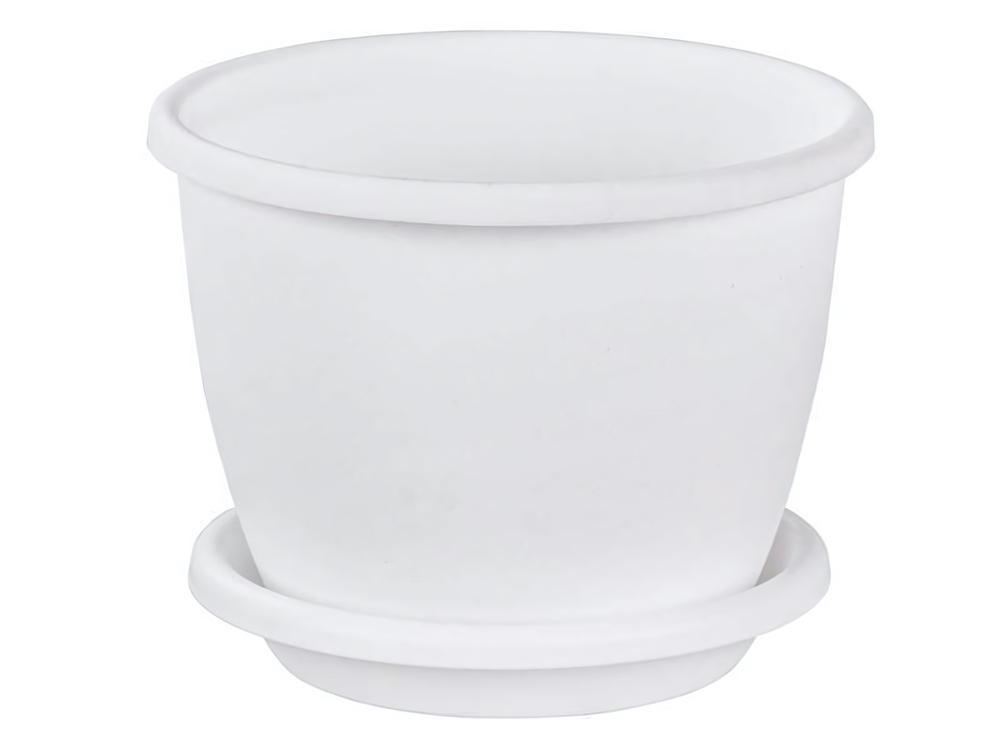 Горшок цветочный Афина 0,5л с поддоном, белый