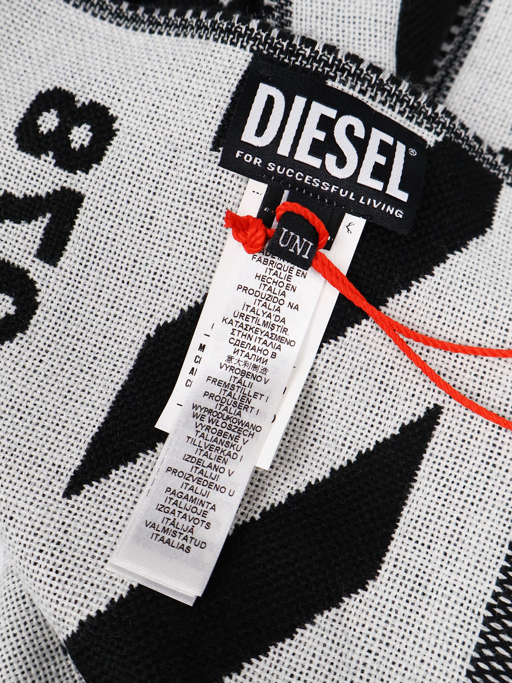 Шарф Diesel S Bisc Logo Intarsia Black