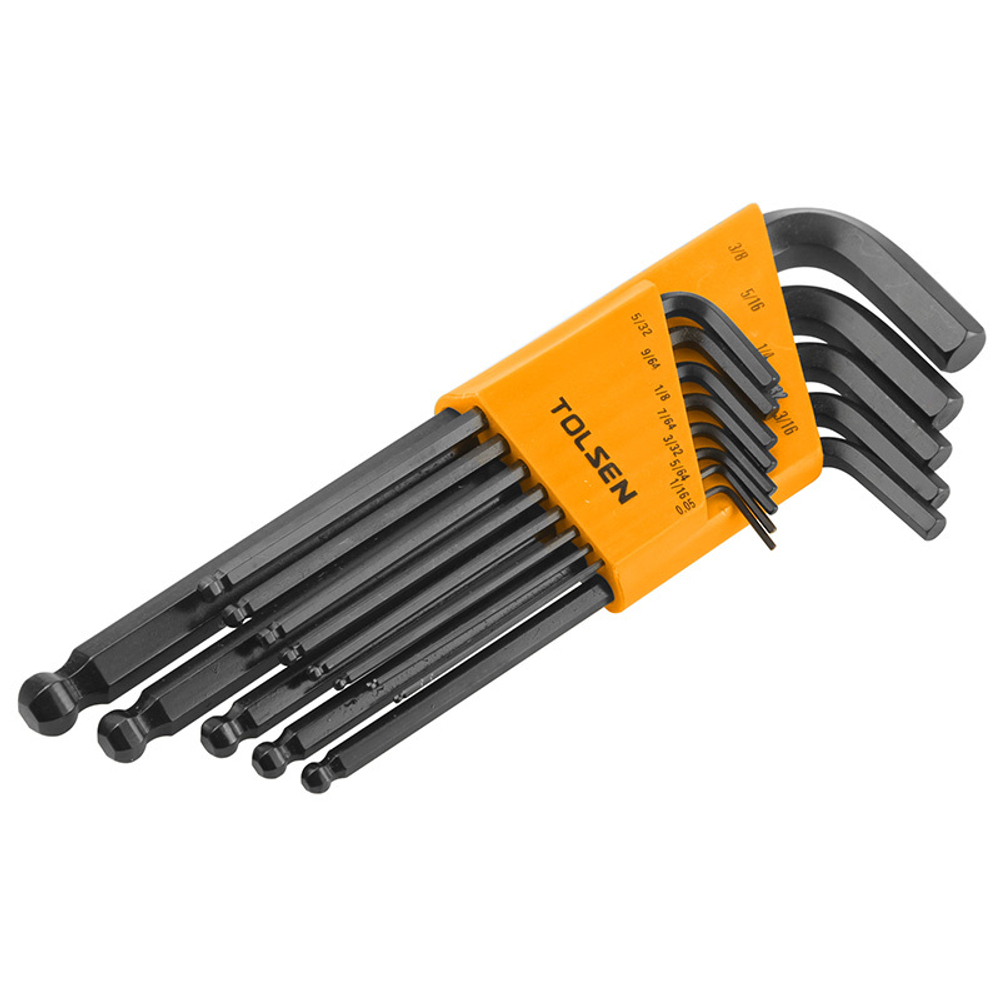 TOLSEN (TT20090) Набор Г-образных шестигранников 0,05"-3/8", дюймовые, с шаровым окончанием, 13 предметов