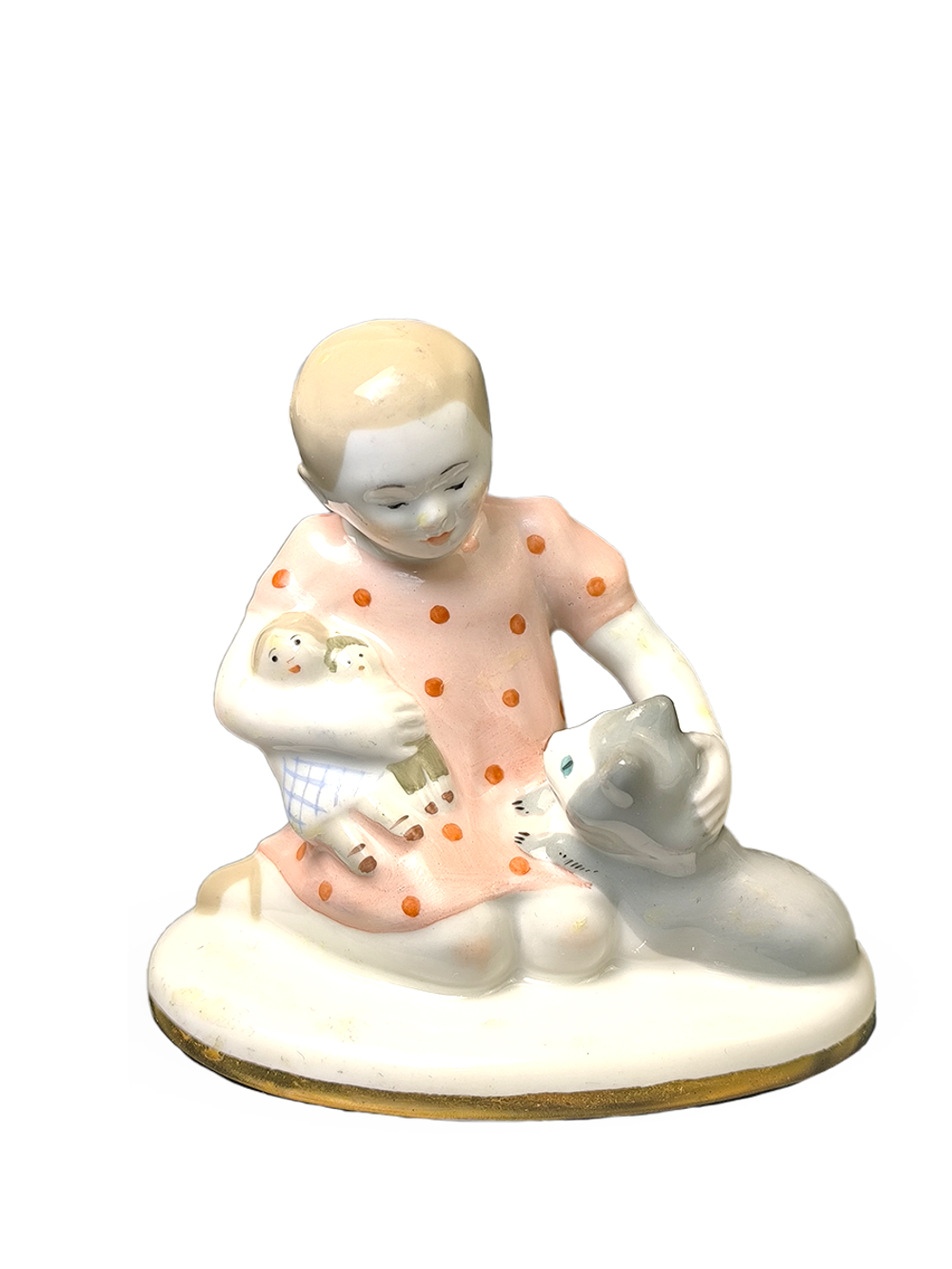 Фарфоровая Статуэтка "Девочка с кошкой" ЛФЗ