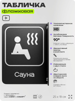 Табличка Сауна, флажковая на стену, двусторонняя с крепежом, 19 х 25 см, для спортзала, фитнес-клуба, серия COSMO, Айдентика Технолоджи