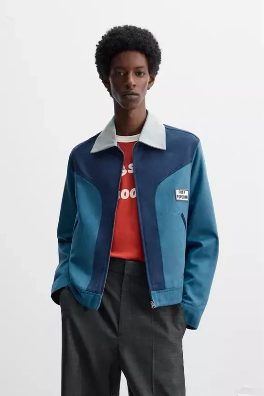 ZARA Х HARRY LAMBERT КУРТКА В СТИЛЕ КОЛОР-БЛОК, СИНИЙ