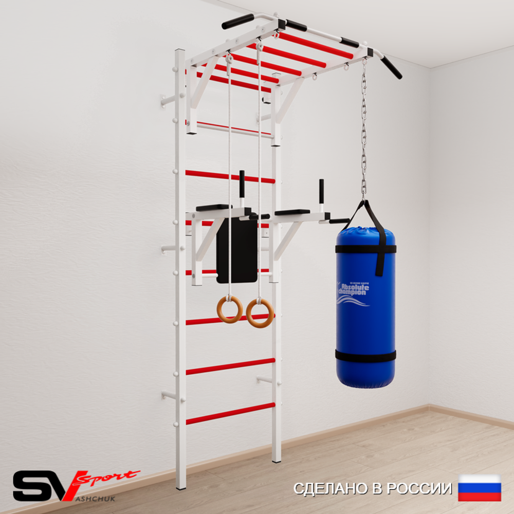 Шведская стенка Sv Sport 5412 (Турник рукоход/Брусья/Кольца/Цепь/Мешок 22кг)