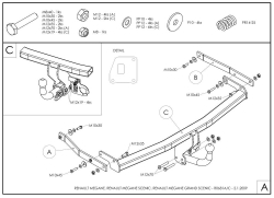 Фаркоп оцинкованный Galia R068A для Renault Grand Scenic II, Scenic II, Megane II хетчбек 2004-2009(паспорт и сертификат в комплекте)(без электрики)