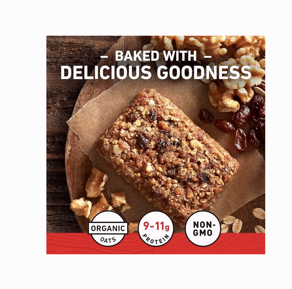 Clif Bar — Протеиновые батончики с овсянкой, изюмом и грецким орехом — изготовлено ​​из органического овса — 10 г белка — без ГМО — на растительной основе — энергетические батончики