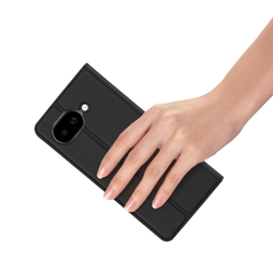 Чехол книжка из кожи черного цвета для Google Pixel 10a, серия Skin Pro Series от Dux Ducis