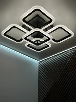 Люстра потолочная с пультом, черная, светильник