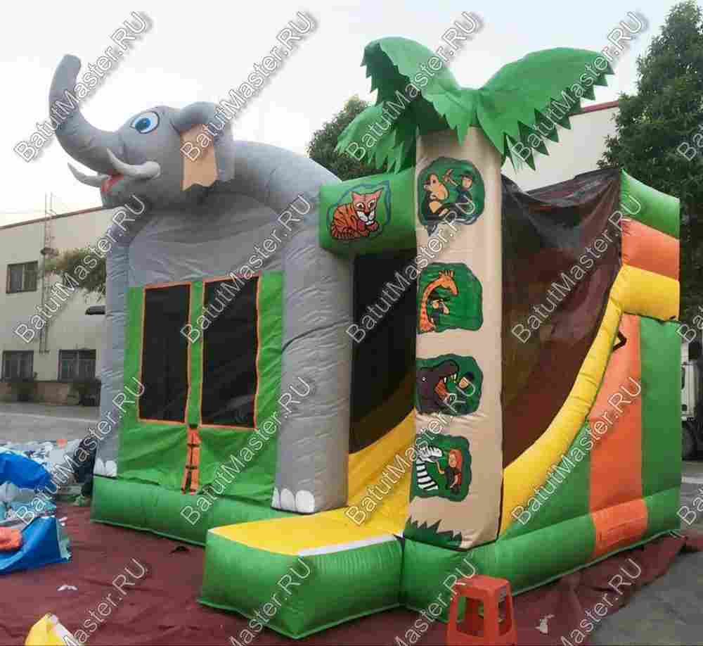 Коммерческий надувной батут "Слоник" с крышей