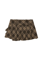 Юбка Brown Plaid Pleated Mini Skirt