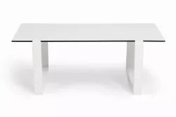 "Варадеро" журнальный стол из HPL 110х60 H43, каркас алюминий белый муар, цвет столешницы "молочный"
