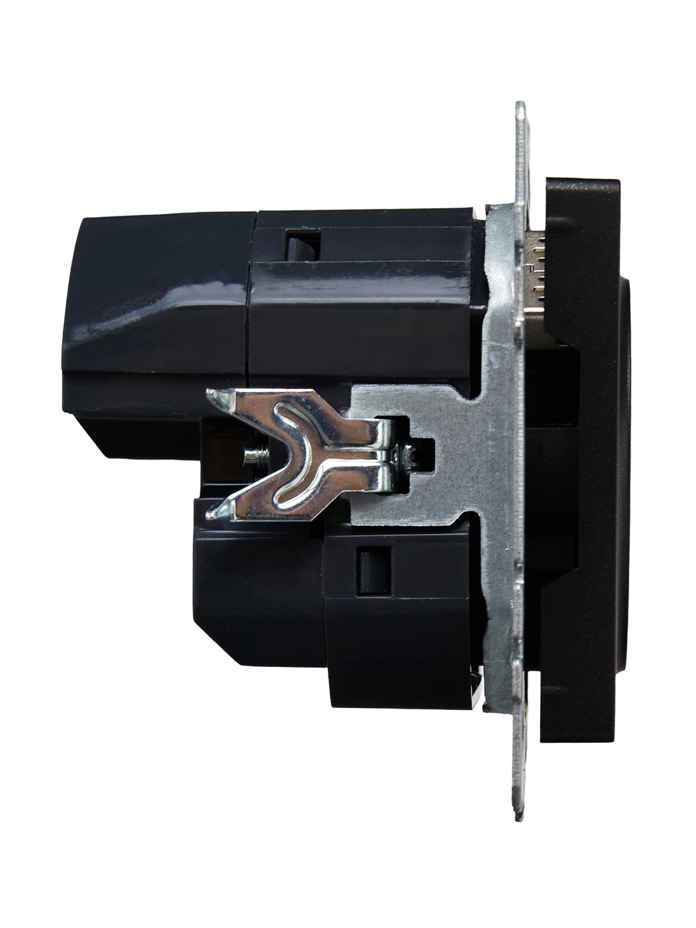 BRITE Розетка 1-местная с заземлением с защитными шторками 16А с USB A+C 18Вт РЮш11-1-БрЧ черный IEK