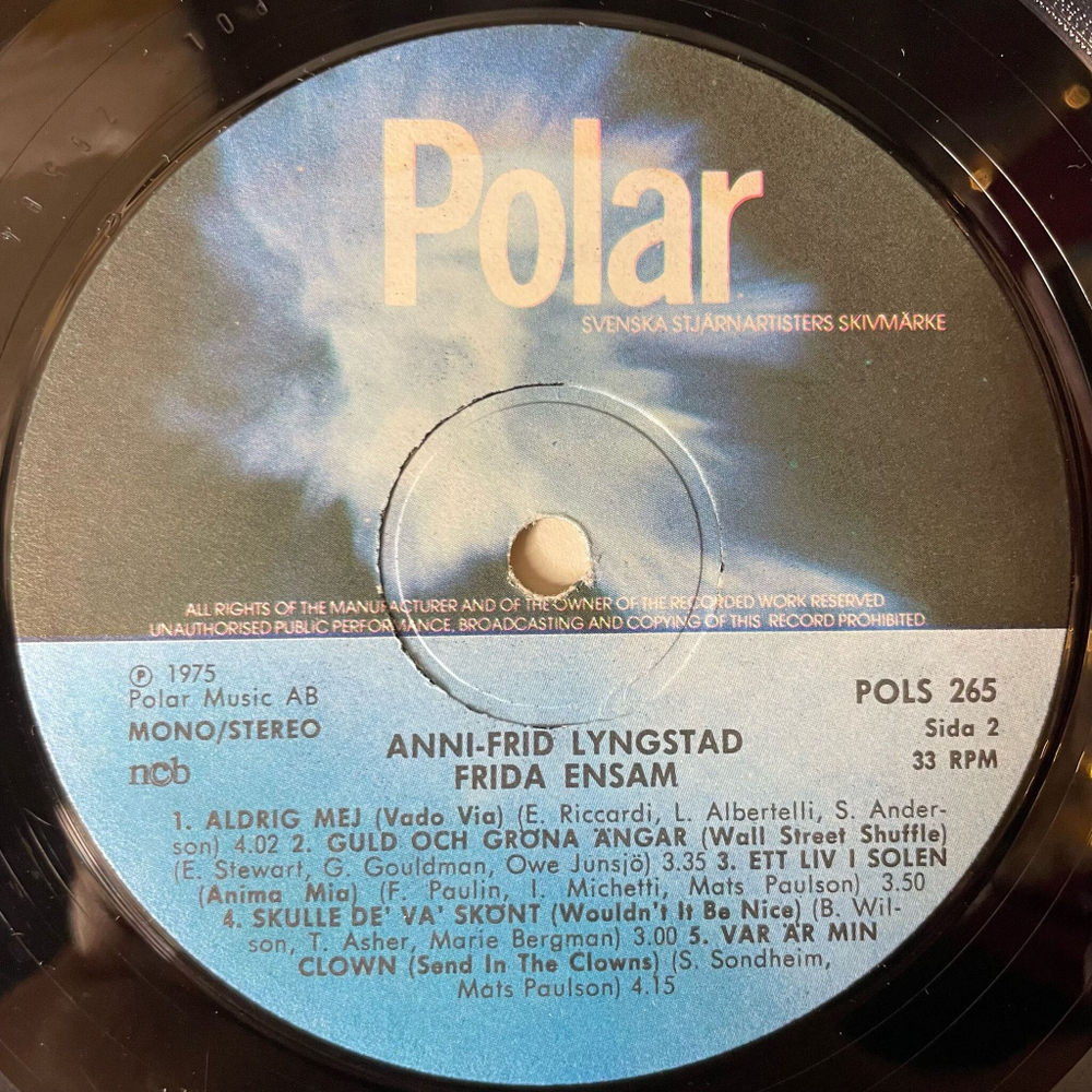 Винтажная виниловая пластинка LP Anni Frid Lyngstad Frida Ensam (From ABBA) (Швеция 1975)