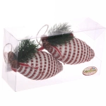 Ёлочные игрушки «Сосульки с бусинками» 12 см (набор 2 шт), Красный