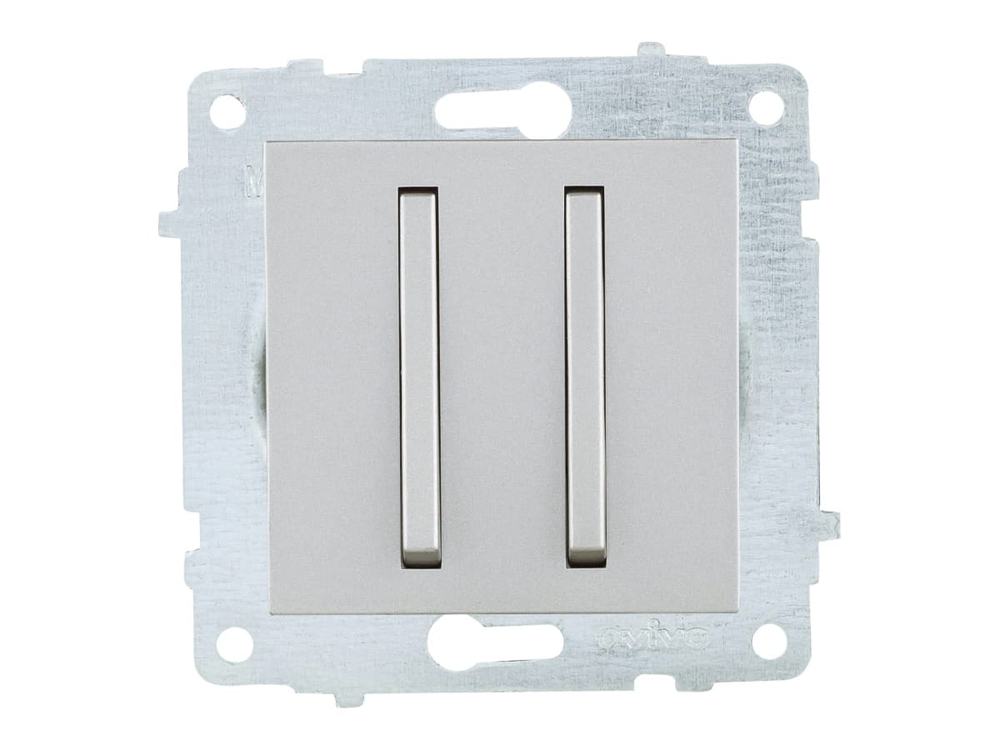 Выключатель 2-кл OVIVO 10А серебряный узкая клавиша 610-000210-202