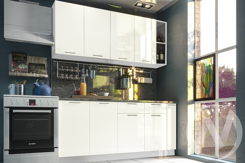 Кухня "Валерия-М": Ваниль глянец (корпус белый)