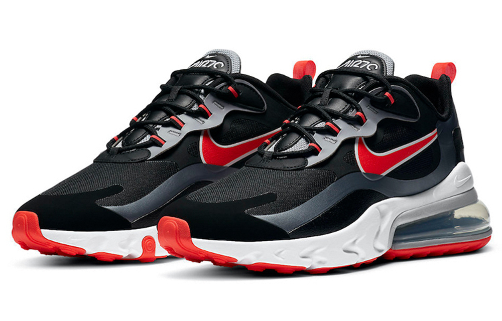 Nike Air Max 270 React low-cut running shoes men's black and white red