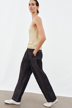 ZARA АТЛАСНЫЙ ТОП С КРУЖЕВОМ — ZW COLLECTION, ЖЕЛТЫЙ