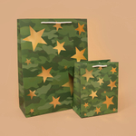 Подарочный пакет «Звездный камуфляж», металлик, в четырех размерах