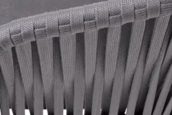 "Бордо" стул плетеный из роупа, каркас алюминий темно-серый (RAL7024) муар, роуп серый 15мм, ткань темно-серая 027