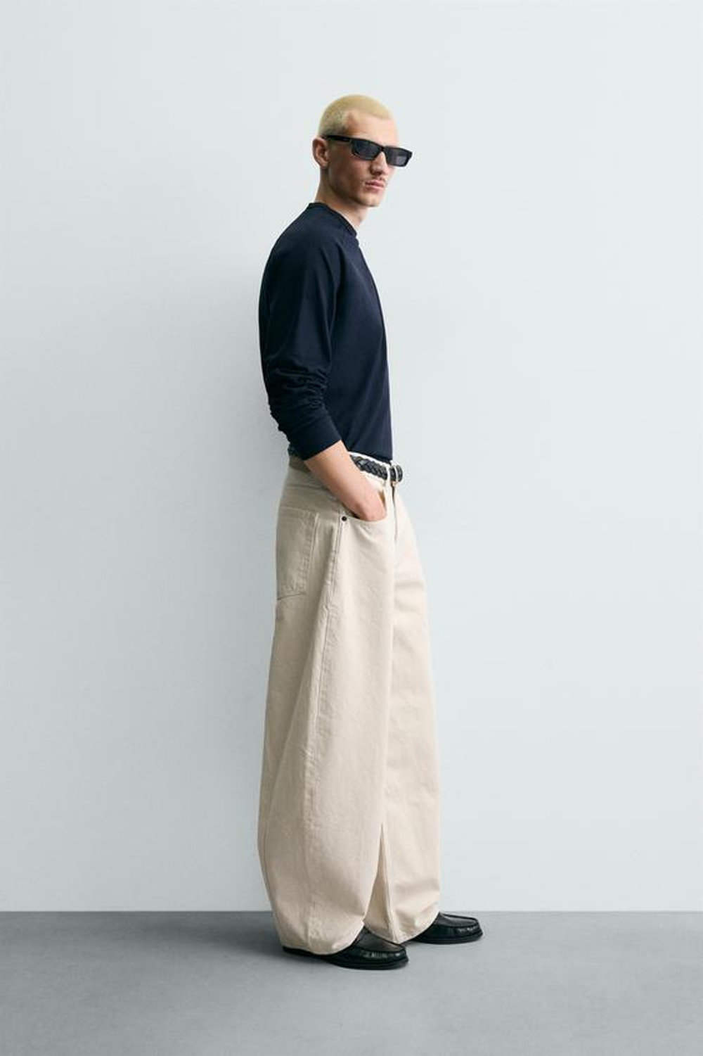 ZARA ДЖИНСЫ BALLOON FIT, ЭКРЮ