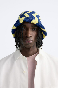 ZARA ШЛЯПА ИЗ КРУЖЕВА КРОШЕ С ВОЛНИСТОЙ КРОМКОЙ, РАЗНОЦВЕТНЫЙ